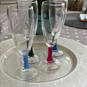Blue, Green, Pink Flute Drinkware Set